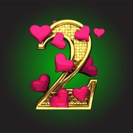 Golden Figure with Hearts 2