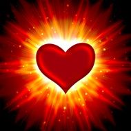 red heart with rays on a black N5