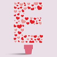 Vector of heart tree and letter &quot;E&quot;