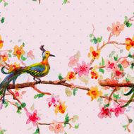 floral seamless texture of watercolor N15