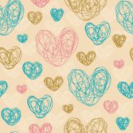 Doodle seamless cute heart texture