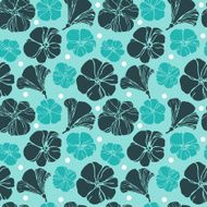 Abstract retro blue flowers pattern