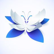 Blue paper cutout vector butterfly