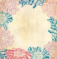 color congratulation vintage vector background with drawing flowers