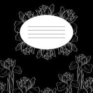 Black floral card vector illustration N2