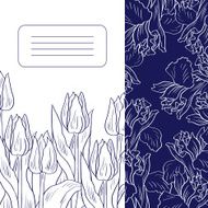Floral card with tulips and irises