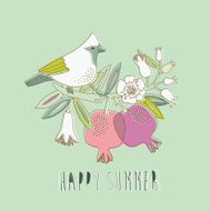 Bird on flower branch