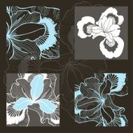 Vector set of iris flowers Decorative elements