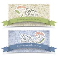 Vintage flowers banners set with text field N2