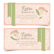 Vintage flowers banners set with text field N5