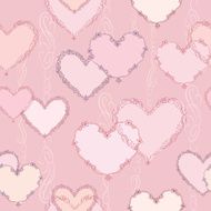 Lovely pink seamless pattern with vintage heart shapes
