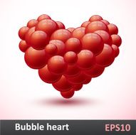 Heart of red bubbles
