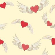 vector seamless wings and heart N2