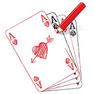 Pencil Drawing Ace of Hearts with Cupid&#039;s Arrow N3