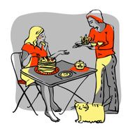 Young couple with food N2