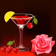 glass and ripe cherries