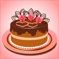 chocolate cake with hearts