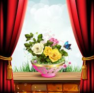 Flowerpot with roses N5