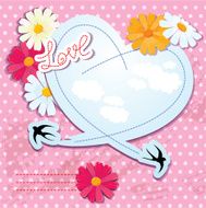 Valentines day card with heart and swallows