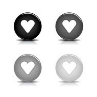 Heart sign circle icon glossy gray black button reflection shadow