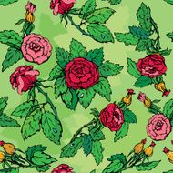 Hand drawn Roses flowers - ornate seamless pattern