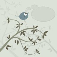 vector cute bird on tree branch background