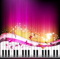 Piano keys with butterflies