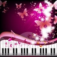 Piano keys with butterflies N2