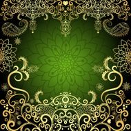 Green-gold vintage floral frame