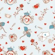 Romantic collection Cartoon vector pattern for valentines day