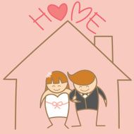 just married couple at home