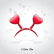 Valentine&#039;s card with a crown and red hearts-EPS10