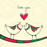 Card with kissing birds in love