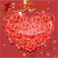 Valentine&#039;s card with a heart of roses N2