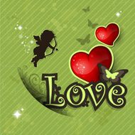 Love heart vintage green background