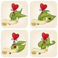 Set of scrolls and hearts