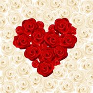 Heart of roses (red on white) Vector illustration