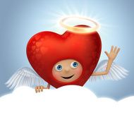 happy heart angel cartoon character