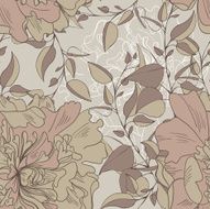 Seamless vintage pattern with abstract flowers and leaves