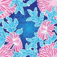 seamless colored pattern of abstract flowers and leaves