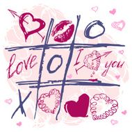 Hand drawn vector Tic Tac Toe Love kiss Hearts N2