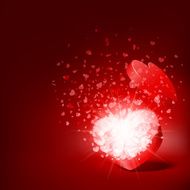 Heart gift present with fly hearts N6