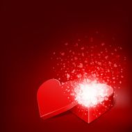 Open heart gift and fly hearts