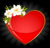 Beautiful red heart with flowers Vector