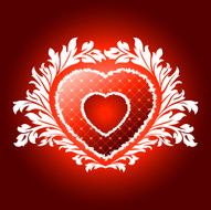 Red valentines heart with floral pattern N3