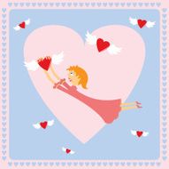 Valentine card with girl
