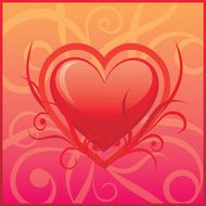 Vector heart on the floral background