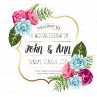 Wedding invitation card with painted flowers N2