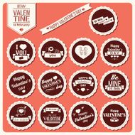 Collection of Valentine&#039;s day vintage labels typographic design elements N7