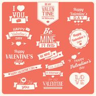 Collection of Valentine&#039;s day vintage labels typographic design elements N8